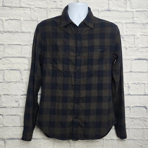Bonobos Shirt Mens Size Medium Slim Fit Brown Navy Buffalo Plaid Flannel - Picture 1 of 16